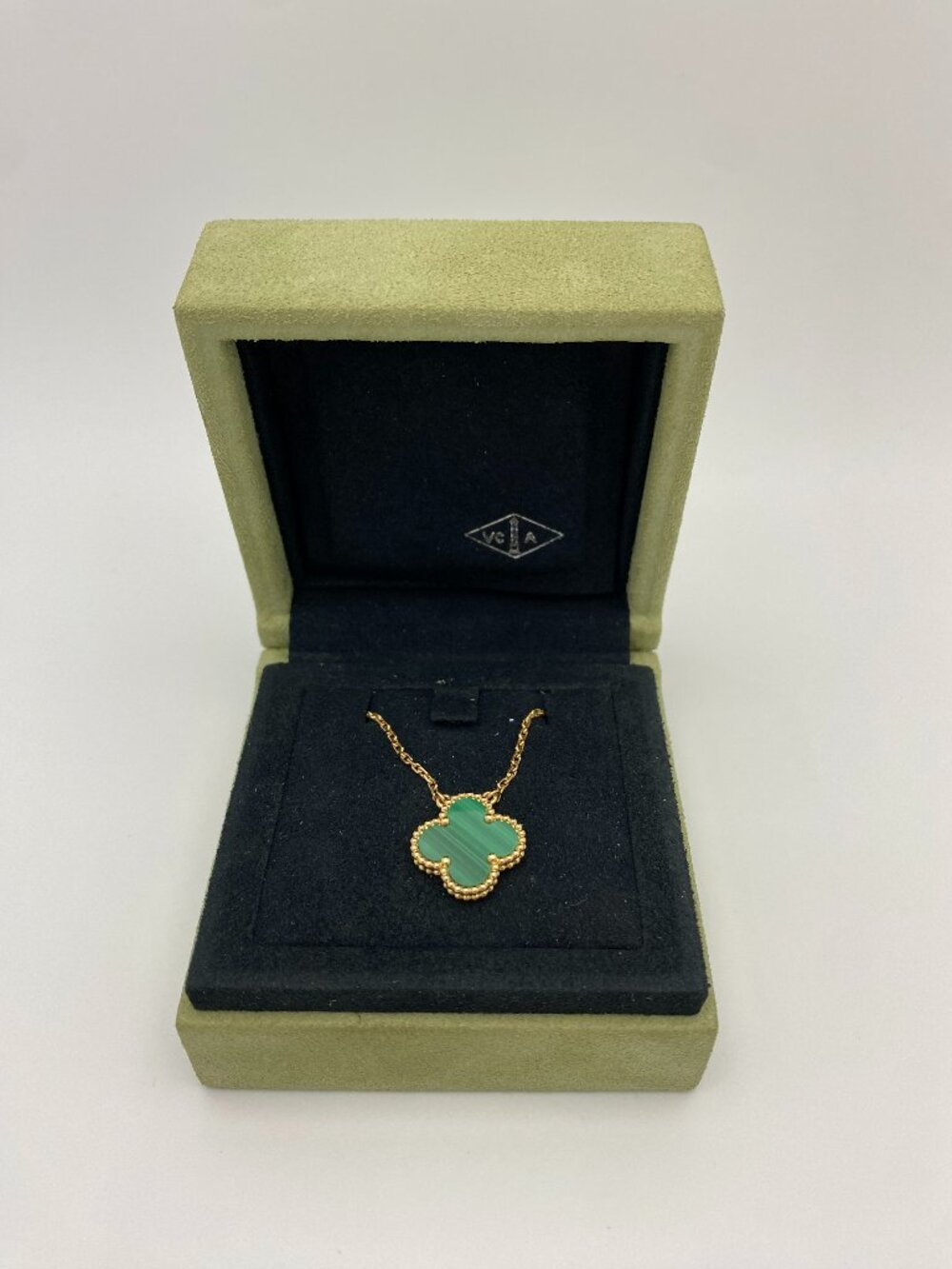 Authentic Van Cleef & Arpels Vintage Alhambra Necklace 18K Yellow Gold Malachite - Picture 2 of 13